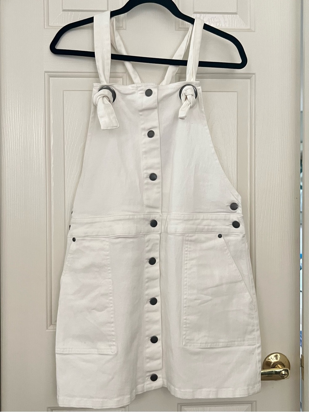Rebecca Minkoff White Denim Button-Front Overall overalls skirt